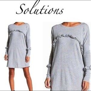 Solutions gray women’s M ruffled trim sweater